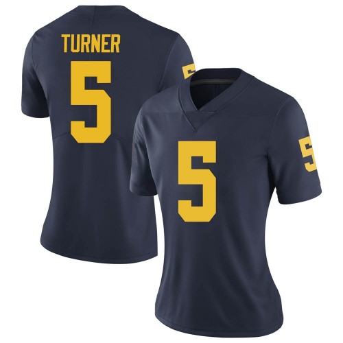 DJ Turner Michigan Wolverines Women's NCAA #5 Navy Limited Brand Jordan College Stitched Football Jersey QBQ8554VP
